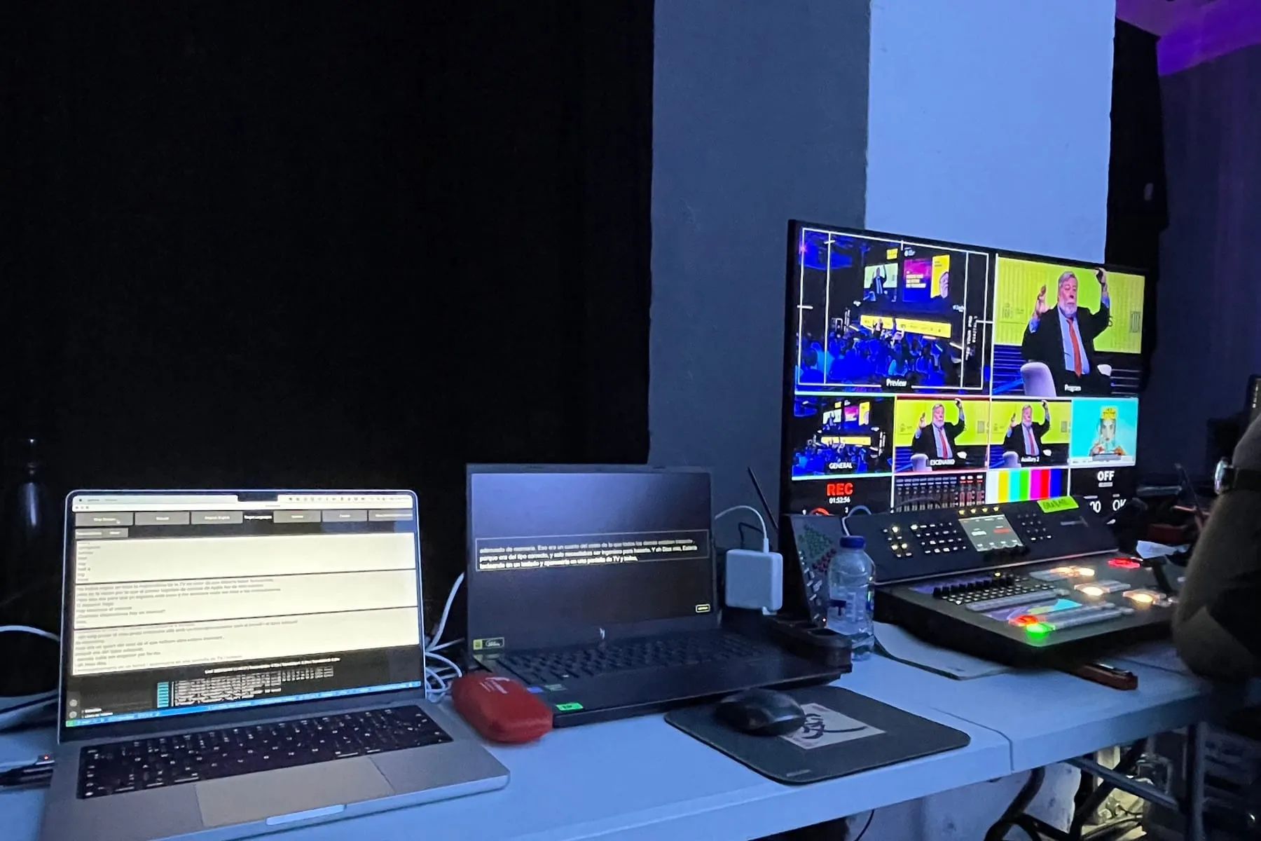 The control desk during the event