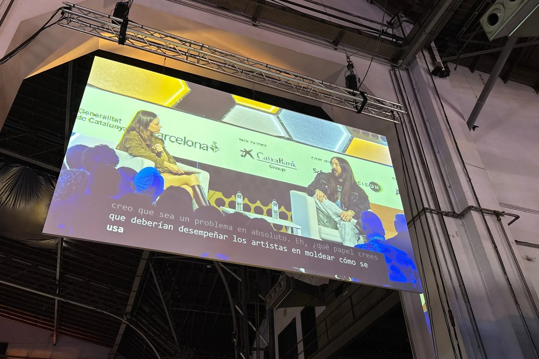 The stage’s big screen
