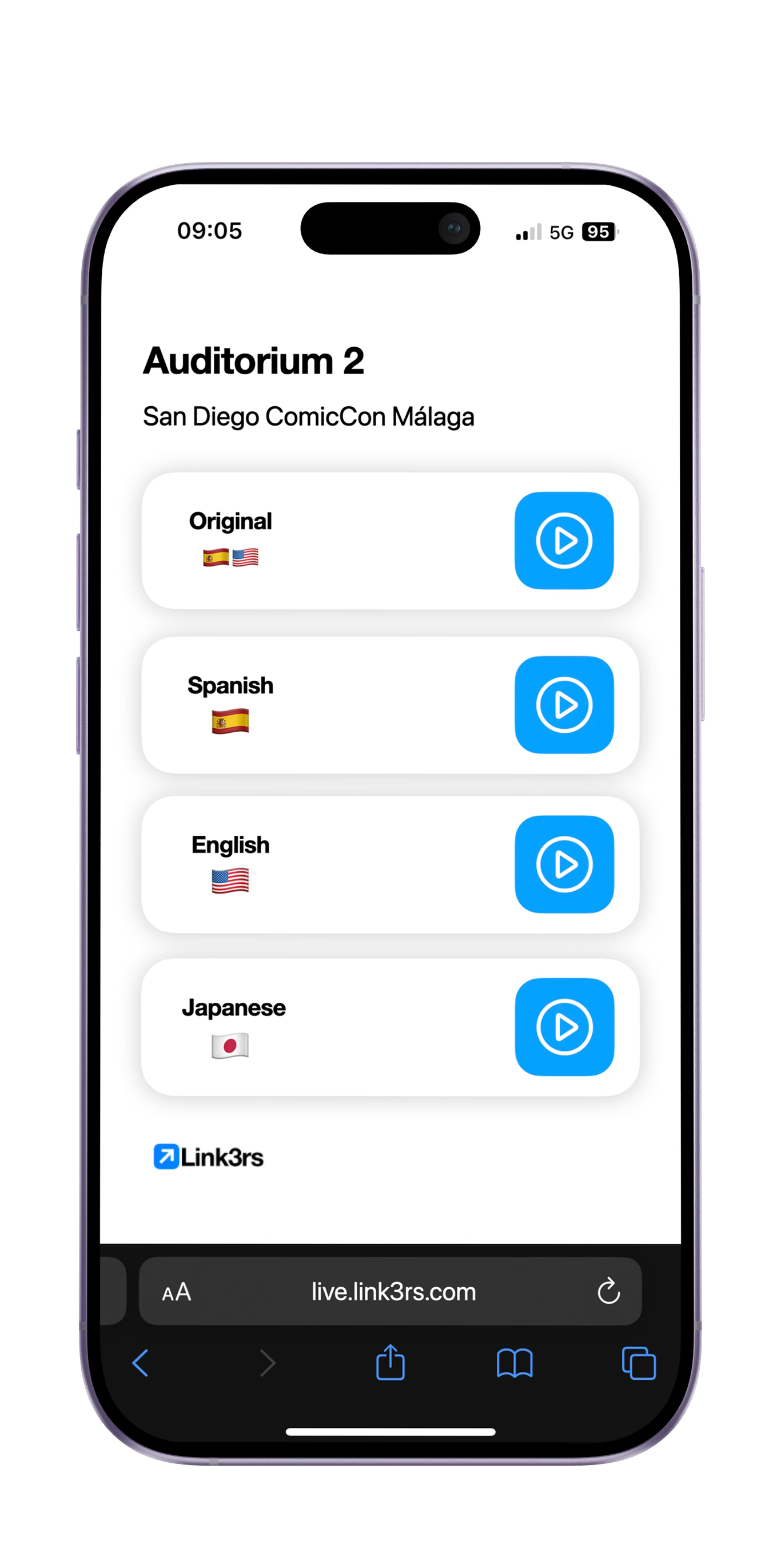 Select language mockup